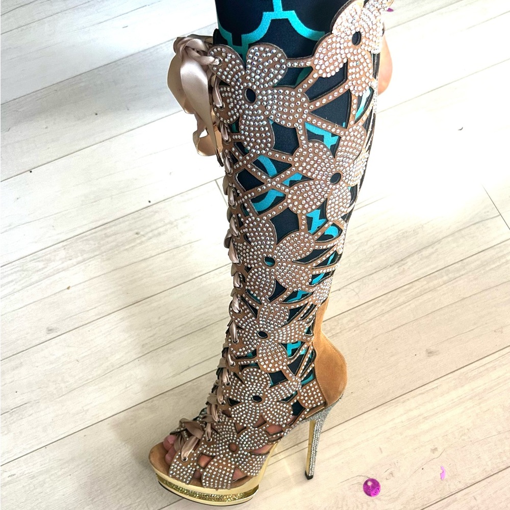 Pleaser Fantasia Rhinestone Platform Stiletto Boot - Picture 2 of 13